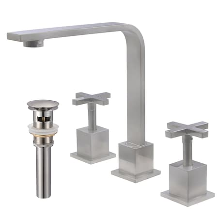 Novatto MULD Widespread 2-Handle Lavatory Faucet in Brushed Nickel with Drain NBF-836BN-PUD